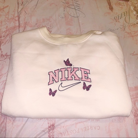Nike Sweaters - 🦋 Embroidered Nike with butterflies crewneck ❤️